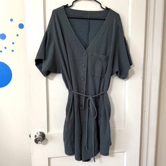 Old Navy Textured Knit Utility Romper | 3X | Sage Green - Picture 1 of 2
